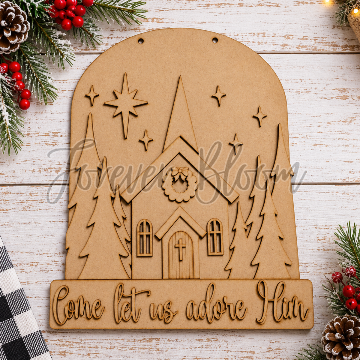 Come Let Us Adore Him Church Door Hanger – DIY Wood Kit
