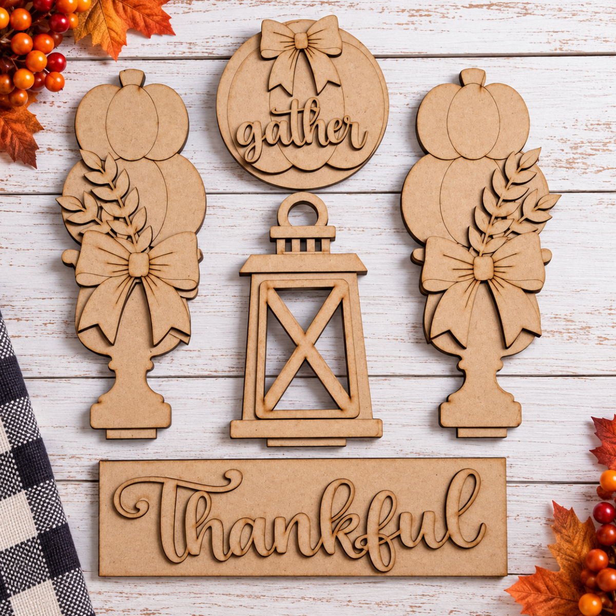 Thankful Fall Theme Porch Barn Door Insert