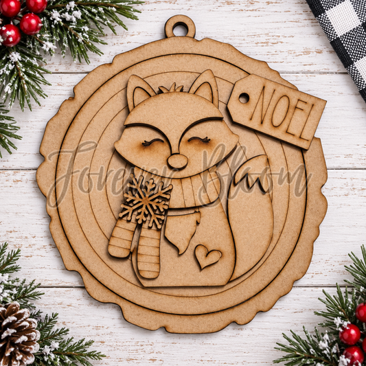Woodland Wood Round Holiday Ornament