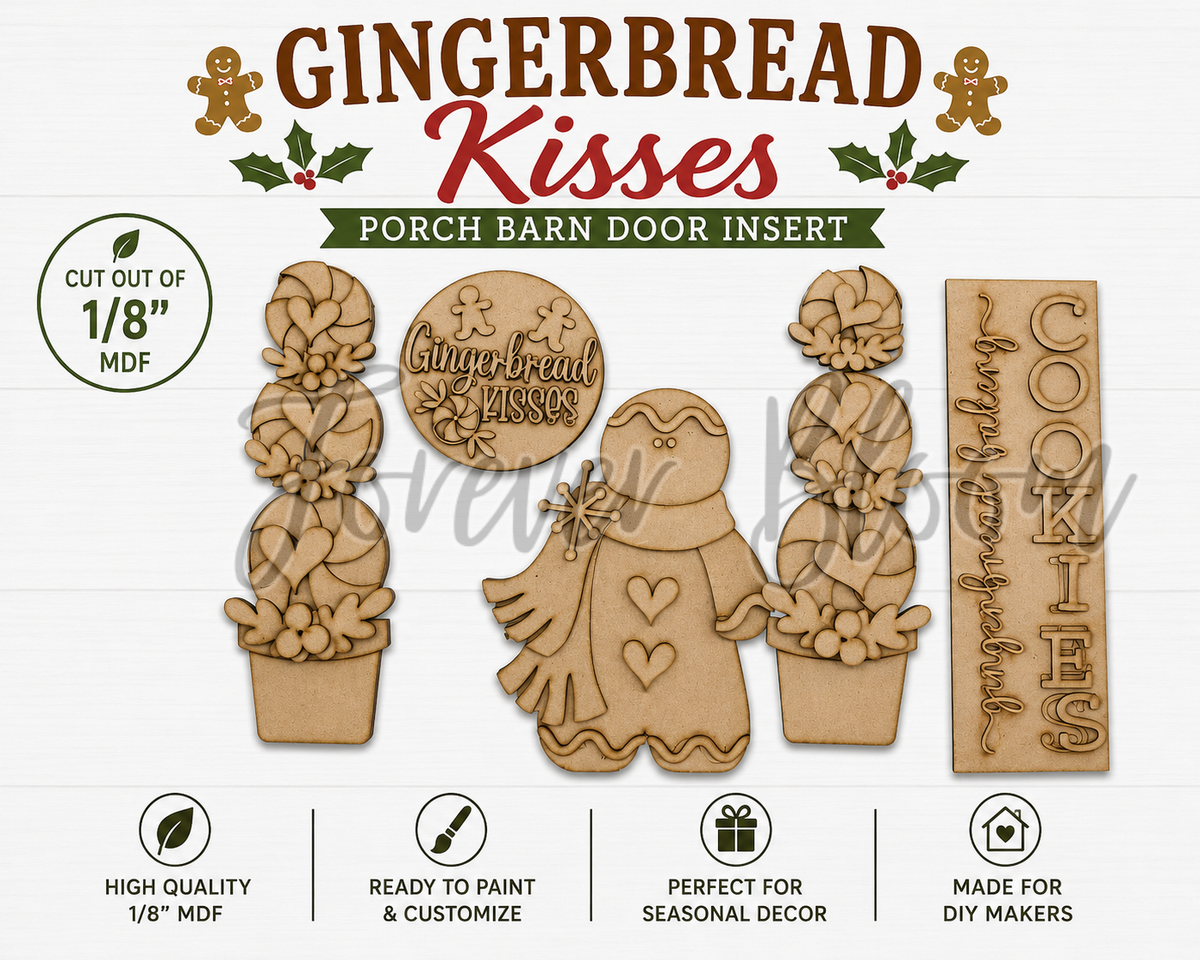 Gingerbread Kisses Porch Barn Door Interchangeable - DIY Wood Kit