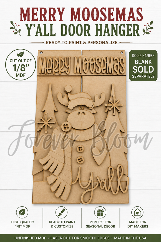 Merry Moosemas Y'all Door Hanger - DIY Wood Kit
