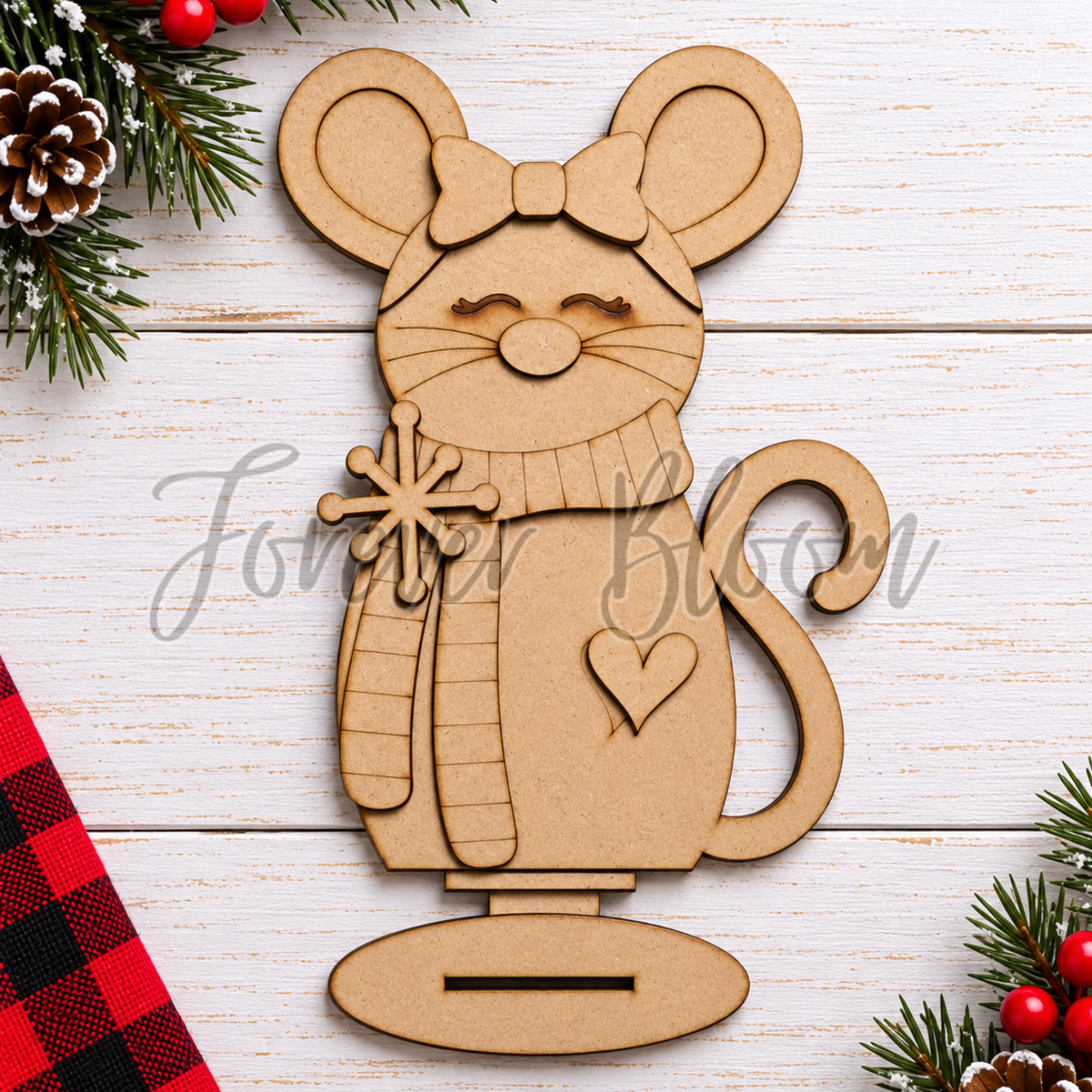 Woodland Girl Mouse Shelf Sitter - DIY Wood Kit