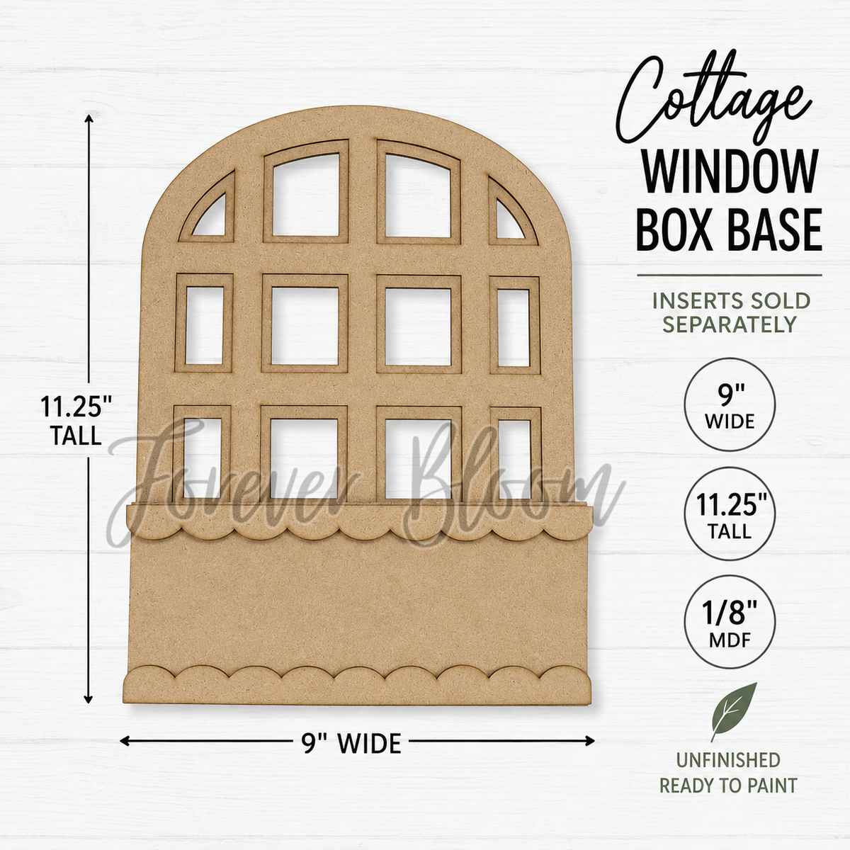 Cottage Window Box Interchangeable Base – DIY Wood Blank