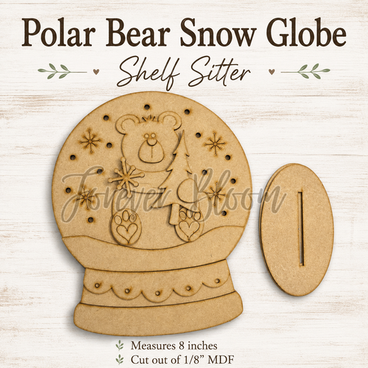 Lighted Polar Bear Shelf Sitter Snow Globe - DIY Wood Kit