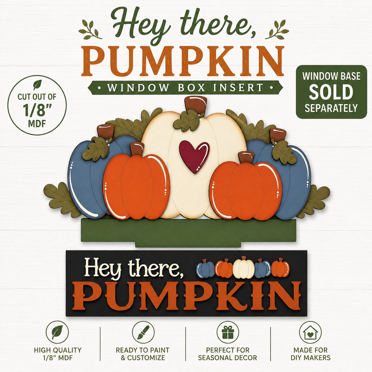Hey There, Pumpkin Window Insert - DIY Wood Kit