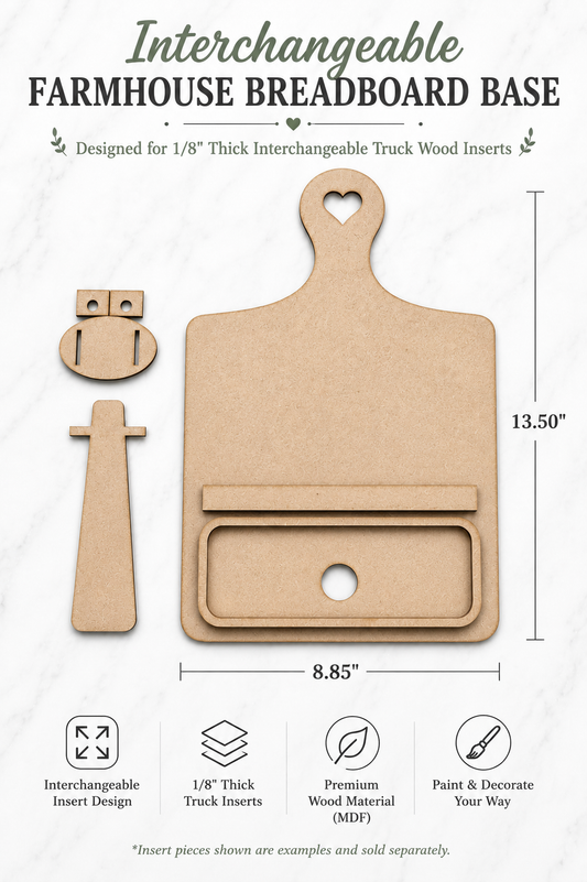 Interchangeable Farmhouse Breadboard Base - DIY Wood Blank