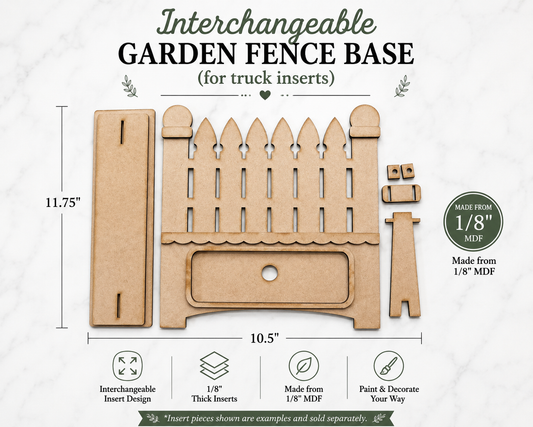 Interchangeable Garden Fence Base (for Truck Inserts) - DIY Wood Blank