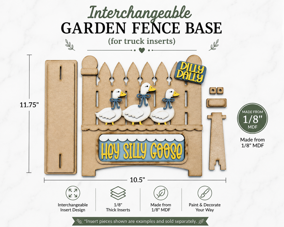Interchangeable Garden Fence Base (for Truck Inserts) - DIY Wood Blank